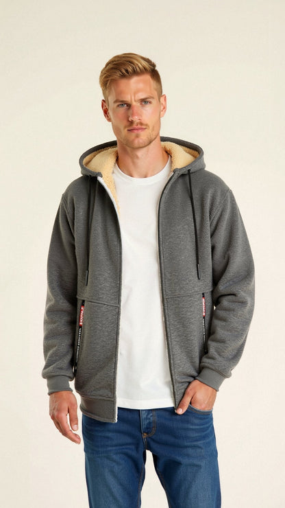 Tomás - Men's fleece-lined zip-up sweatshirt