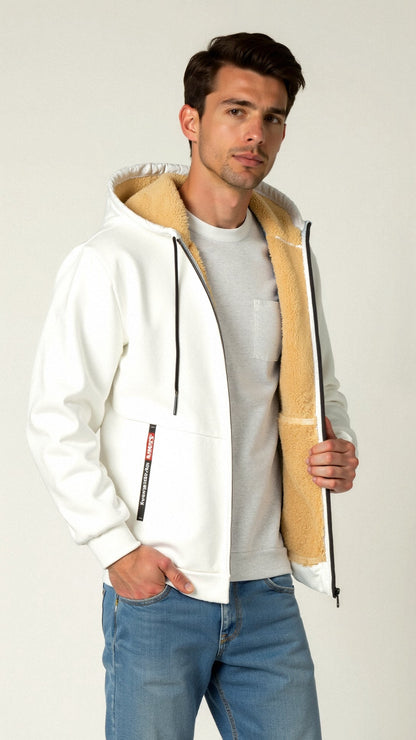 Tomás - Men's fleece-lined zip-up sweatshirt