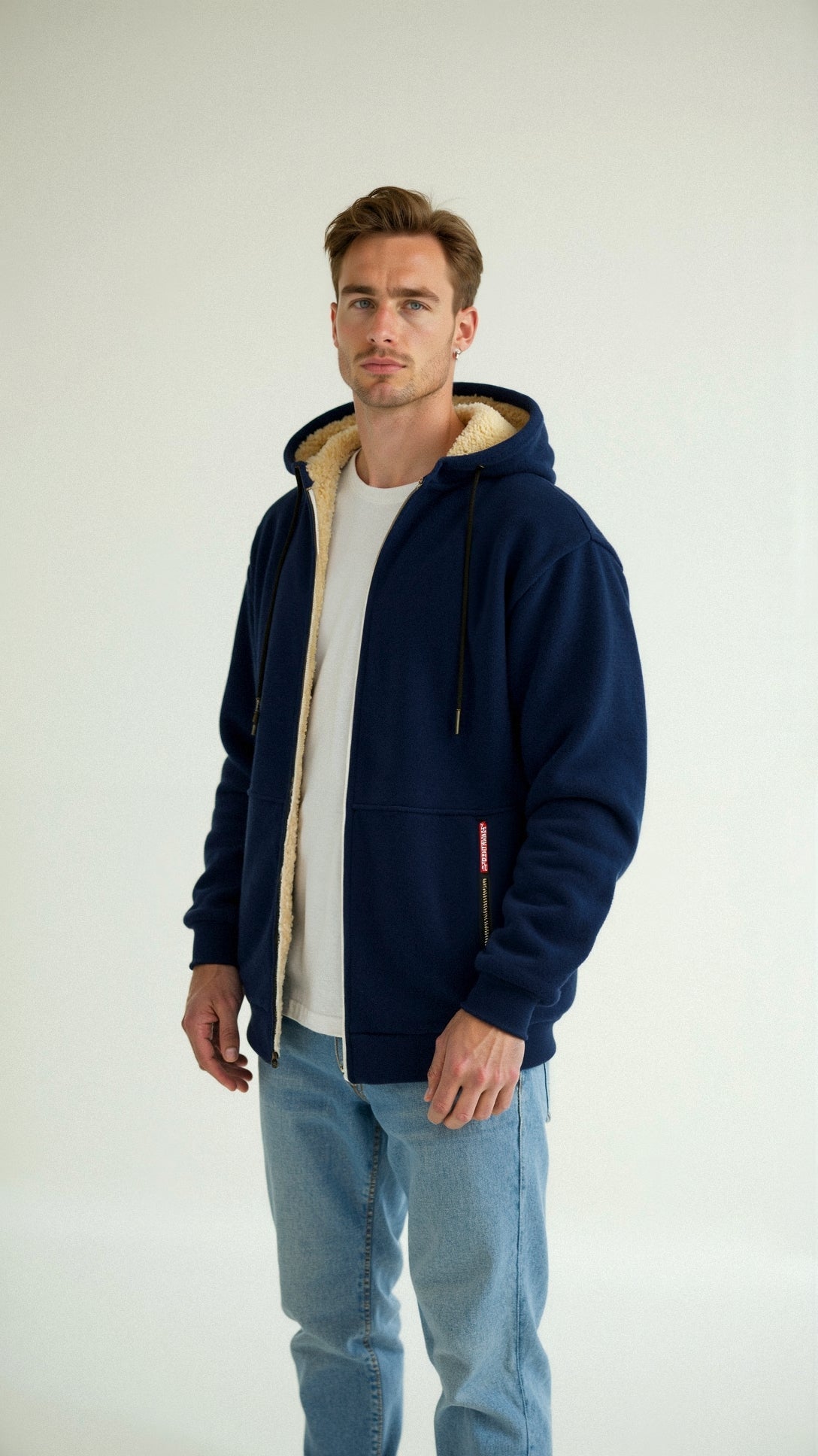 Tomás - Men's fleece-lined zip-up sweatshirt