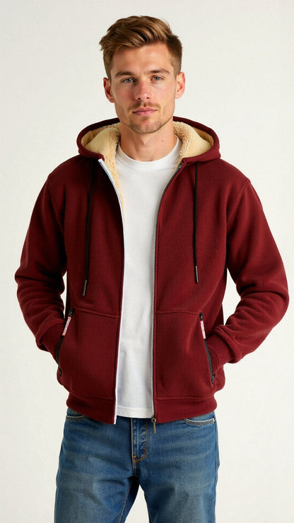 Tomás - Men's fleece-lined zip-up sweatshirt