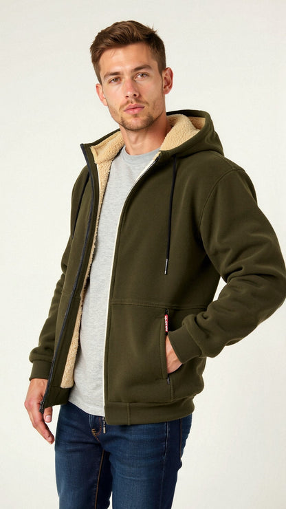 Tomás - Men's fleece-lined zip-up sweatshirt