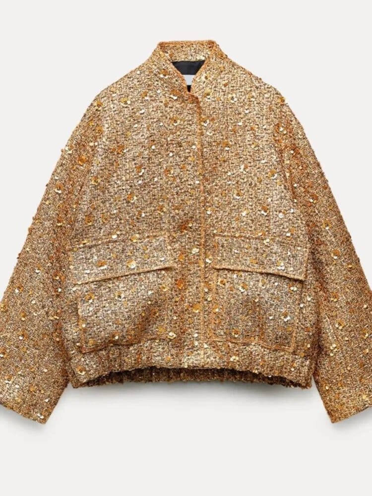 Velina Moda | Glitter Bomber Jacket