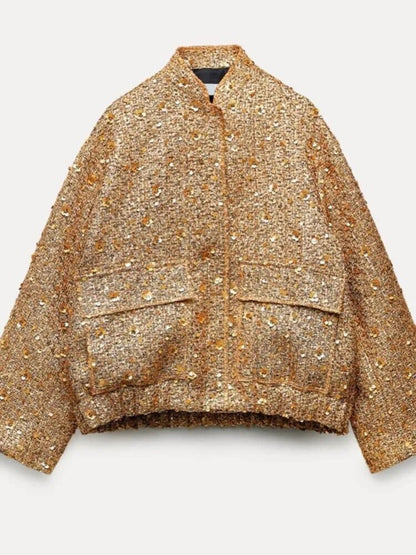 Velina Moda | Glitter Bomber Jacket