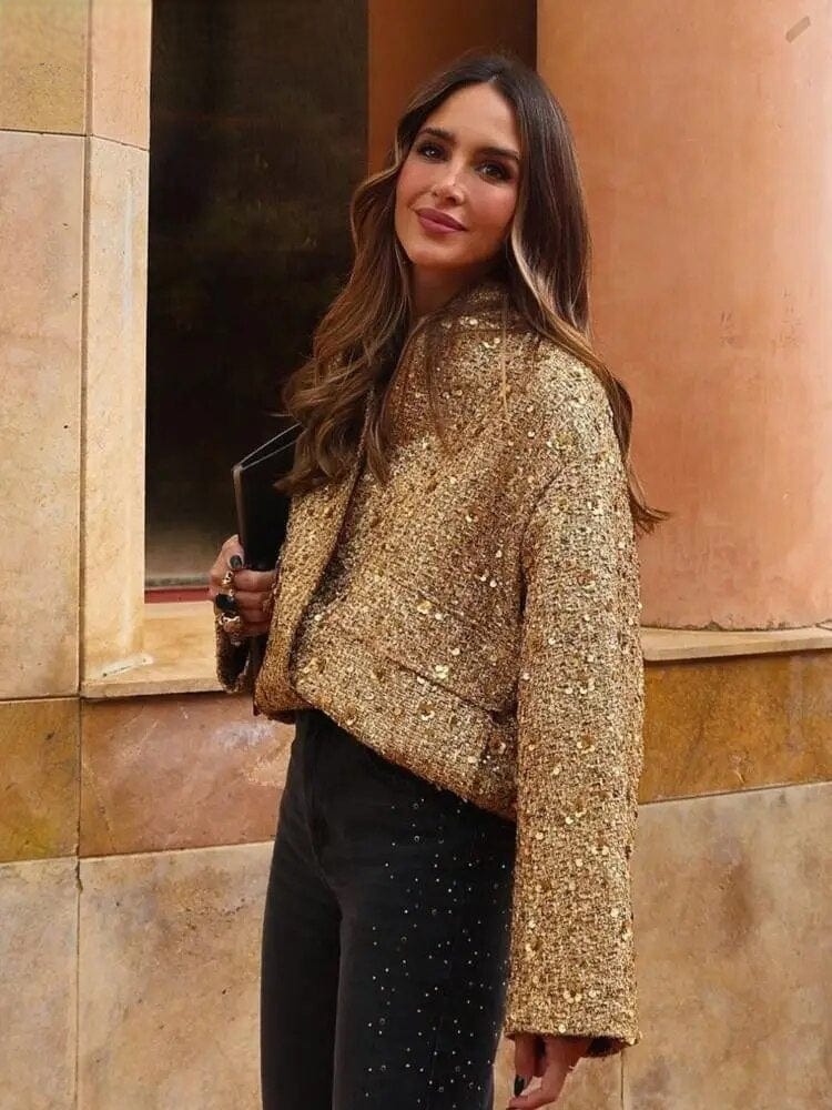 Velina Moda | Glitter Bomber Jacket