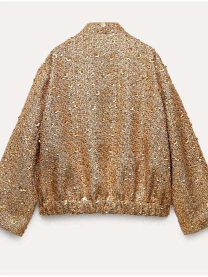 Velina Moda | Glitter Bomber Jacket