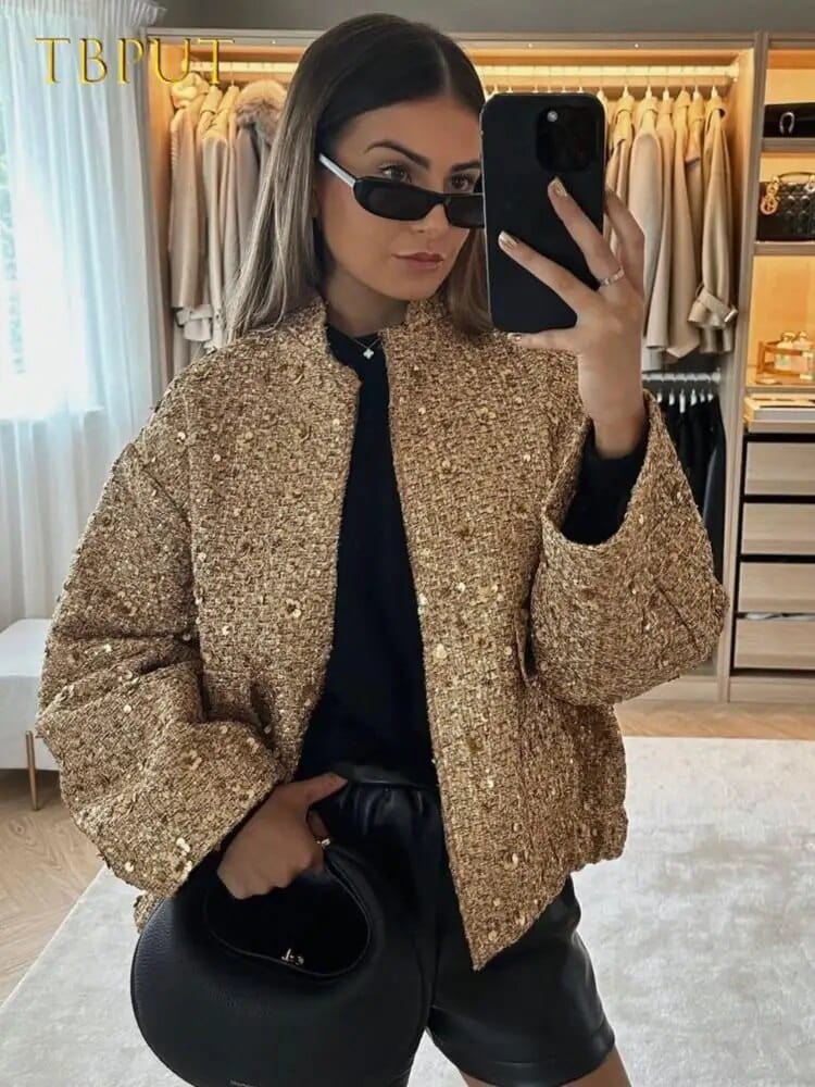 Velina Moda | Glitter Bomber Jacket