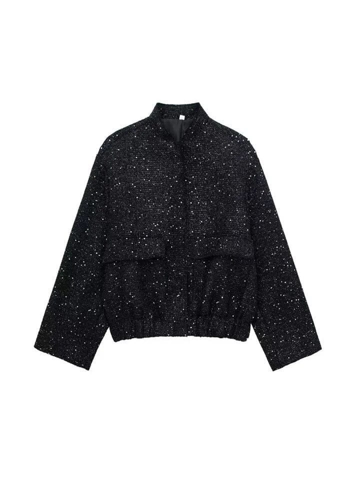 Velina Moda | Glitter Bomber Jacket