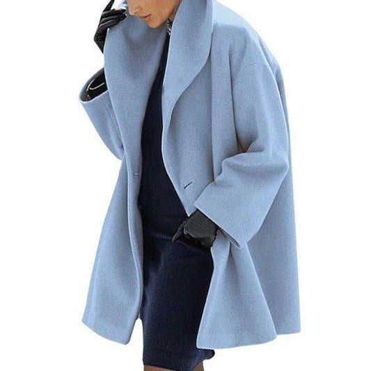 Velina Moda | Coat - Stylish wool coat with wide collar for women