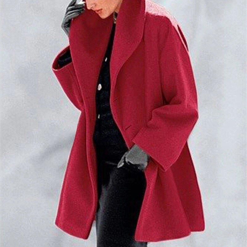 Velina Moda | Coat - Stylish wool coat with wide collar for women