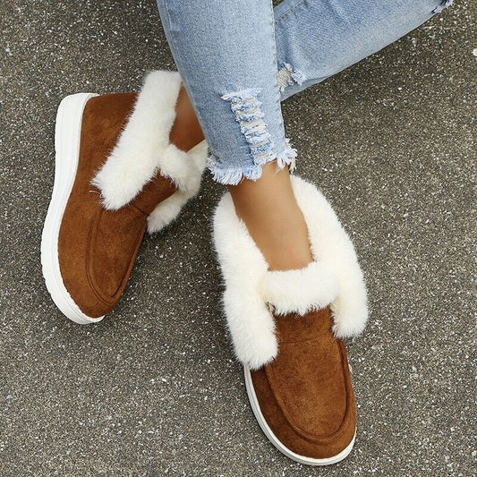 Velina Moda | Winter Moccasins - Suede Slip-On Moccasins with Fur Lining