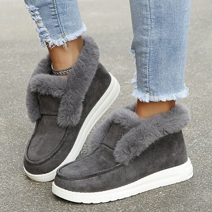 Velina Moda | Winter Moccasins - Suede Slip-On Moccasins with Fur Lining