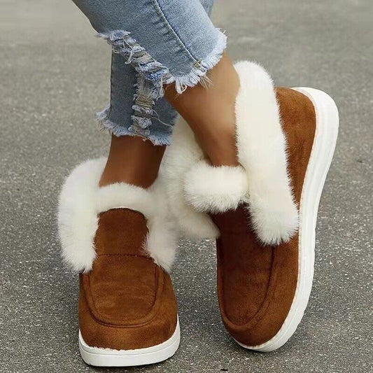 Velina Moda | Winter Moccasins - Suede Slip-On Moccasins with Fur Lining