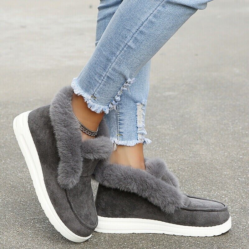 Velina Moda | Winter Moccasins - Suede Slip-On Moccasins with Fur Lining
