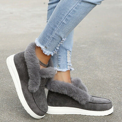 Velina Moda | Winter Moccasins - Suede Slip-On Moccasins with Fur Lining
