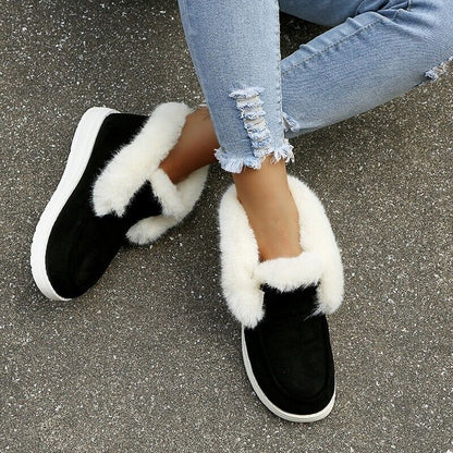 Velina Moda | Winter Moccasins - Suede Slip-On Moccasins with Fur Lining