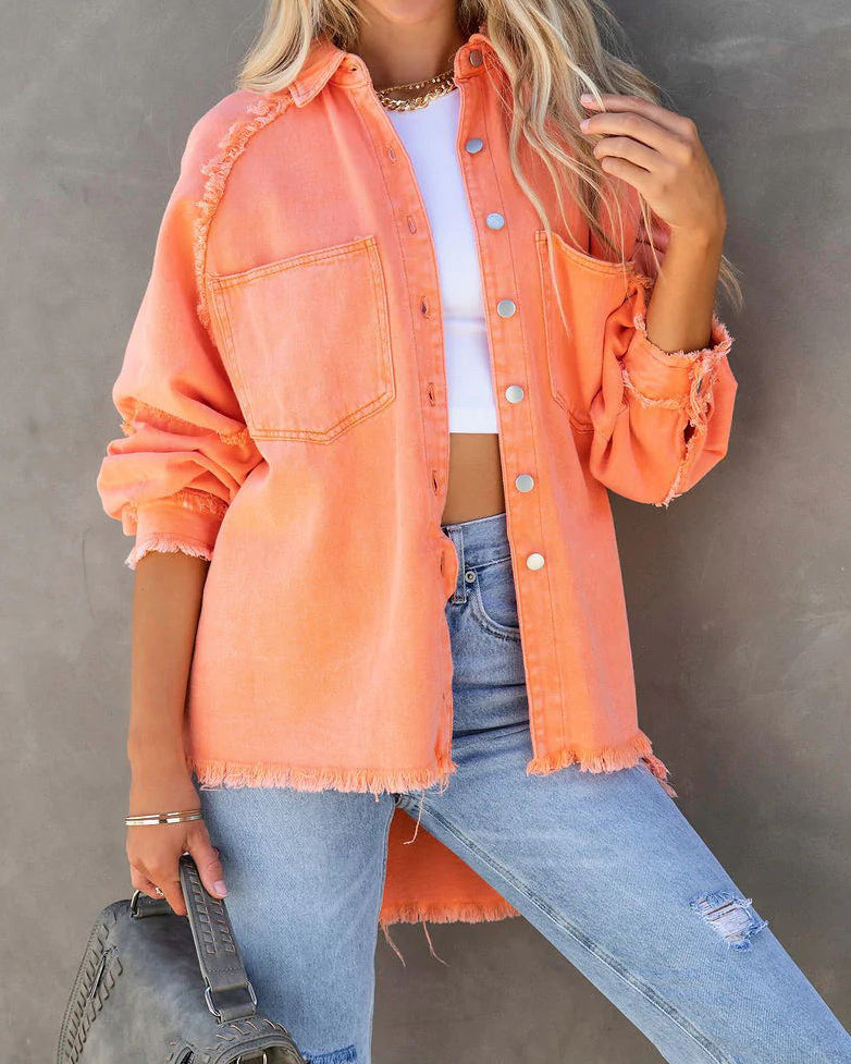 Velina Moda | Edge Patchwork Pocket Denim Jacket