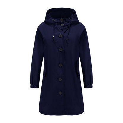 Carla - Long hooded raincoat for women