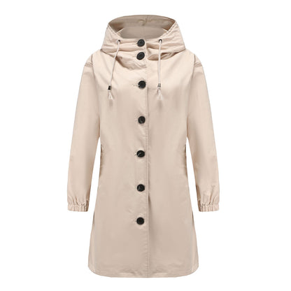 Carla - Long hooded raincoat for women