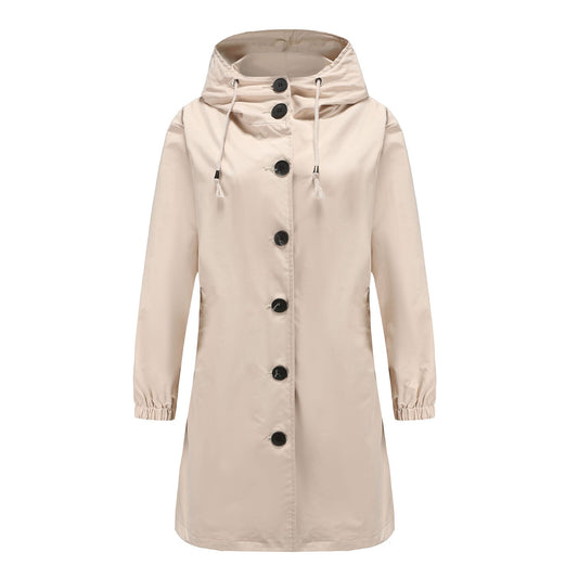 Carla - Long hooded raincoat for women