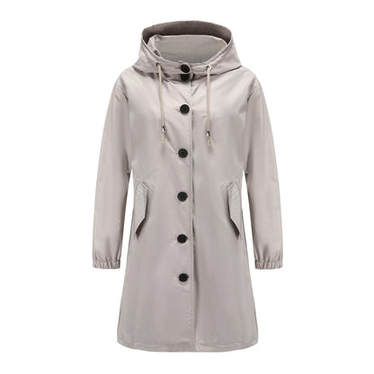 Carla - Long hooded raincoat for women