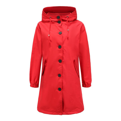 Carla - Long hooded raincoat for women